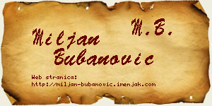 Miljan Bubanović vizit kartica